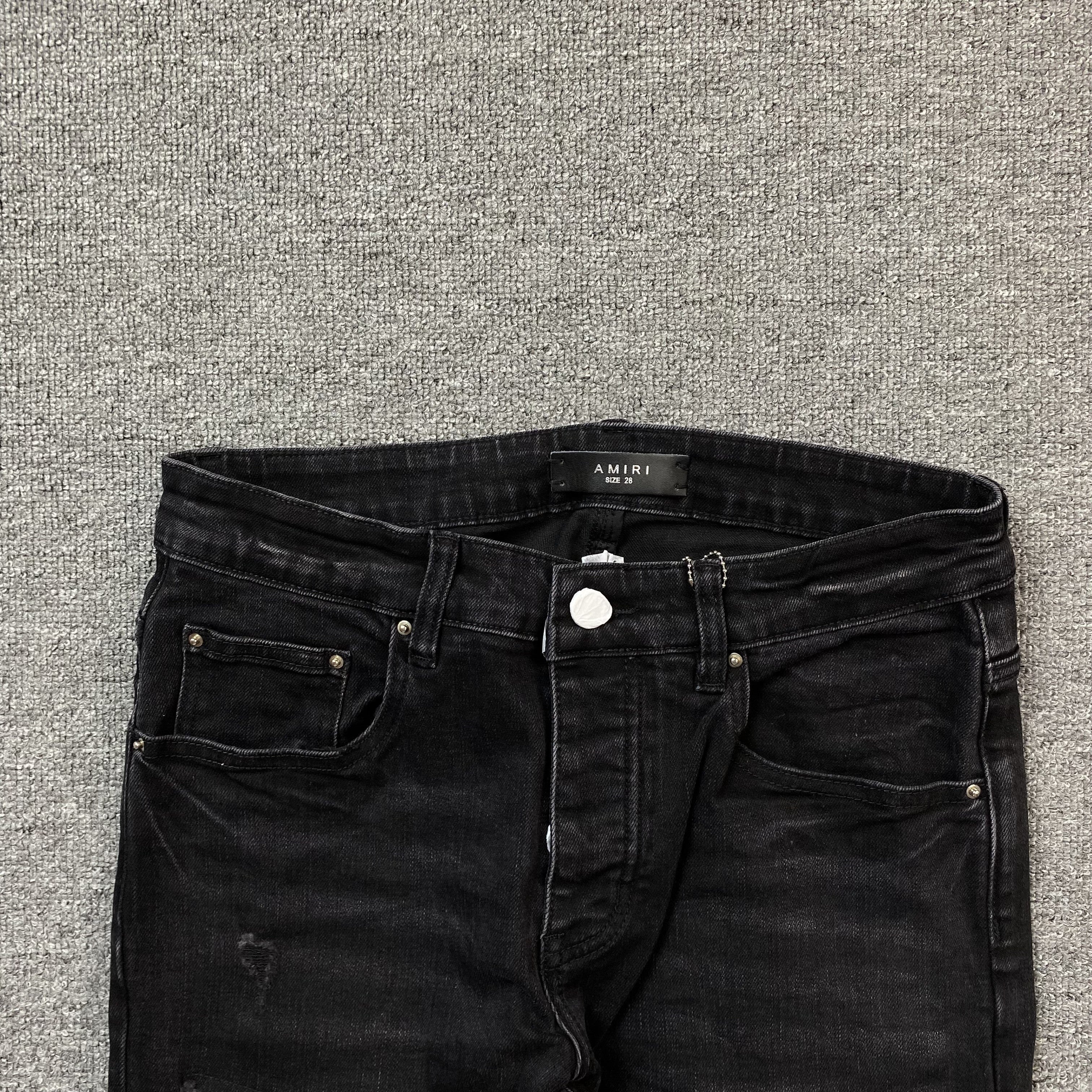 AMIRI CORE APPLIQUE BLACK LEATHER JEANS