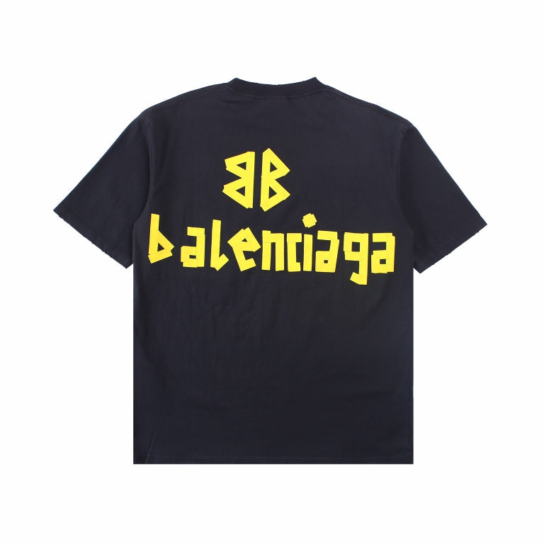 BALENCIAGA LOGO T-SHIRT BLACK YELLOW