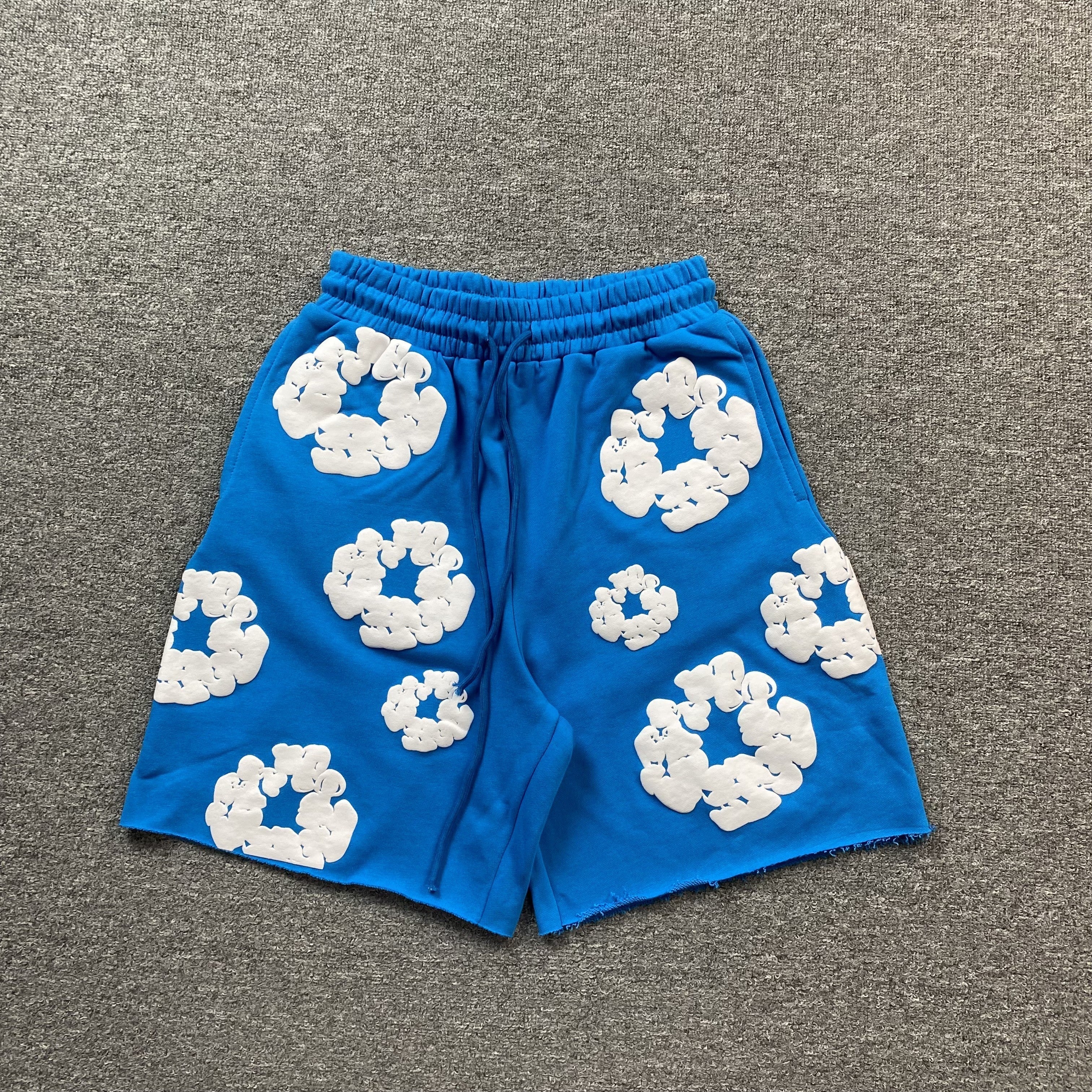 DENIM TEARS COTTON WREATH SHORTS AZURE BLUE