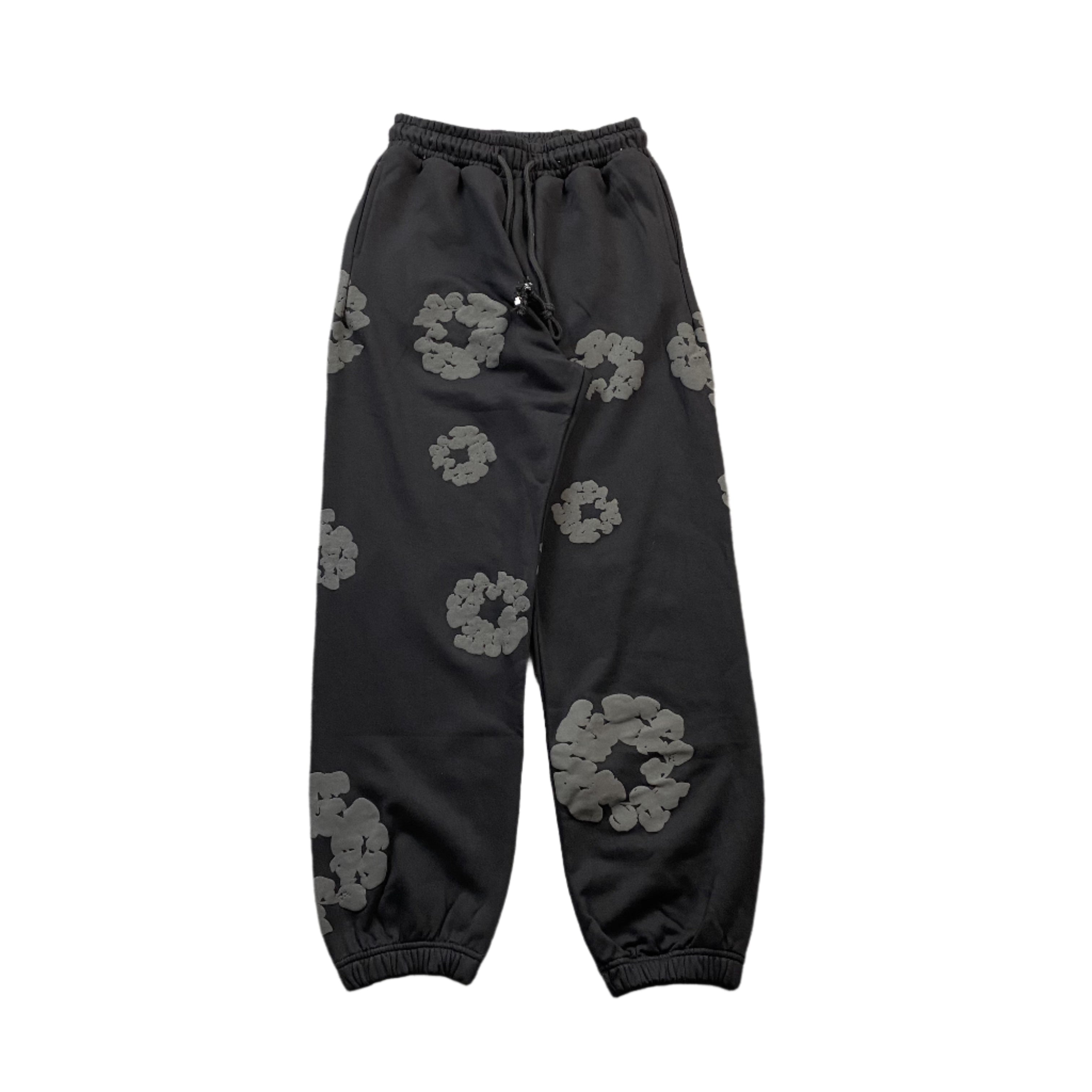 DENIM TEARS COTTON WREATH SWEATPANTS MONOCHROME BLACK