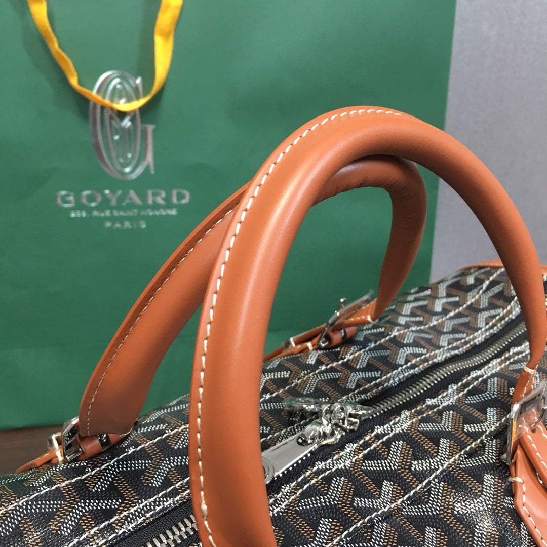GOYARD BOSTON 50 TRAVEL BAG BLACK & TAN