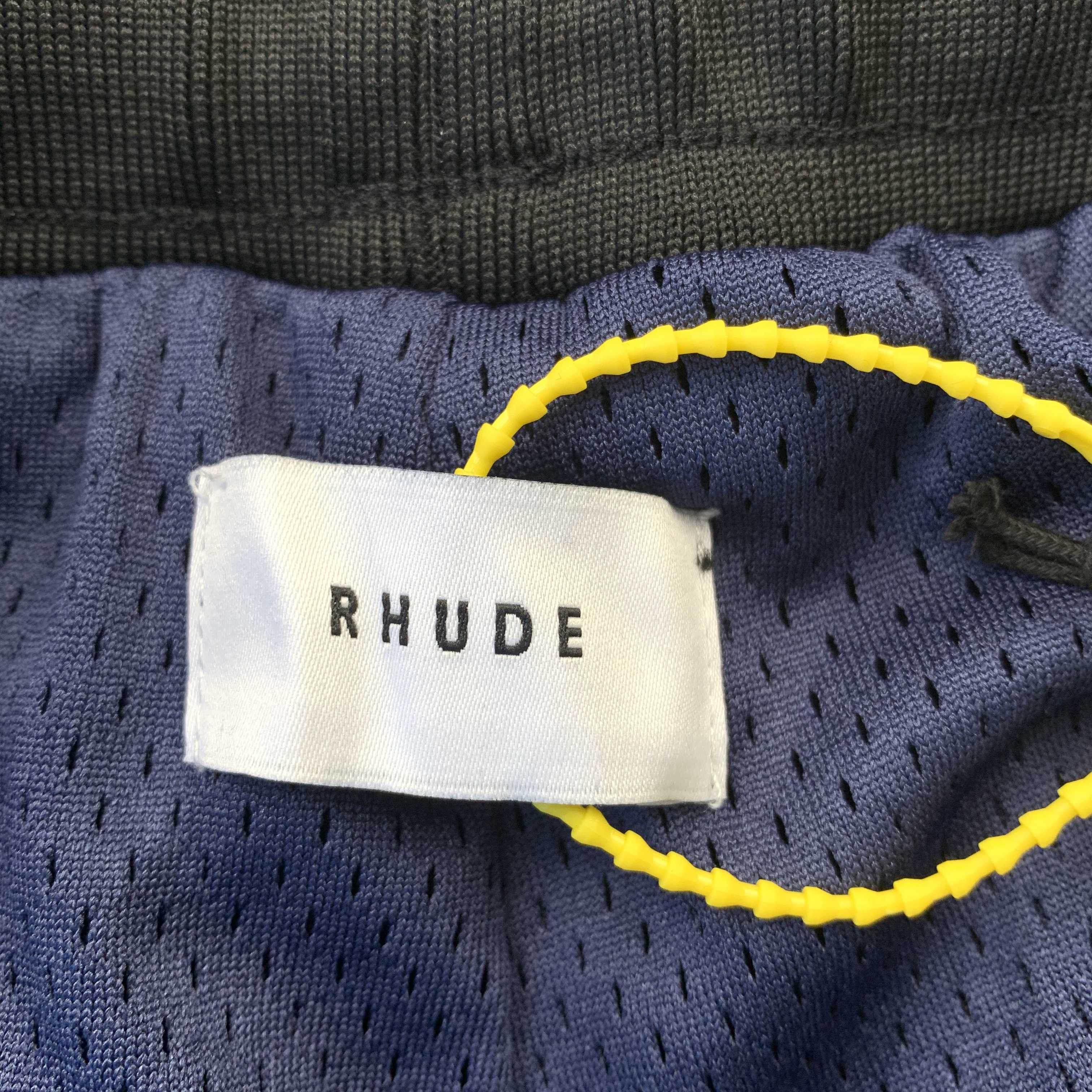 RHUDE COURT LOGO SHORTS NAVY