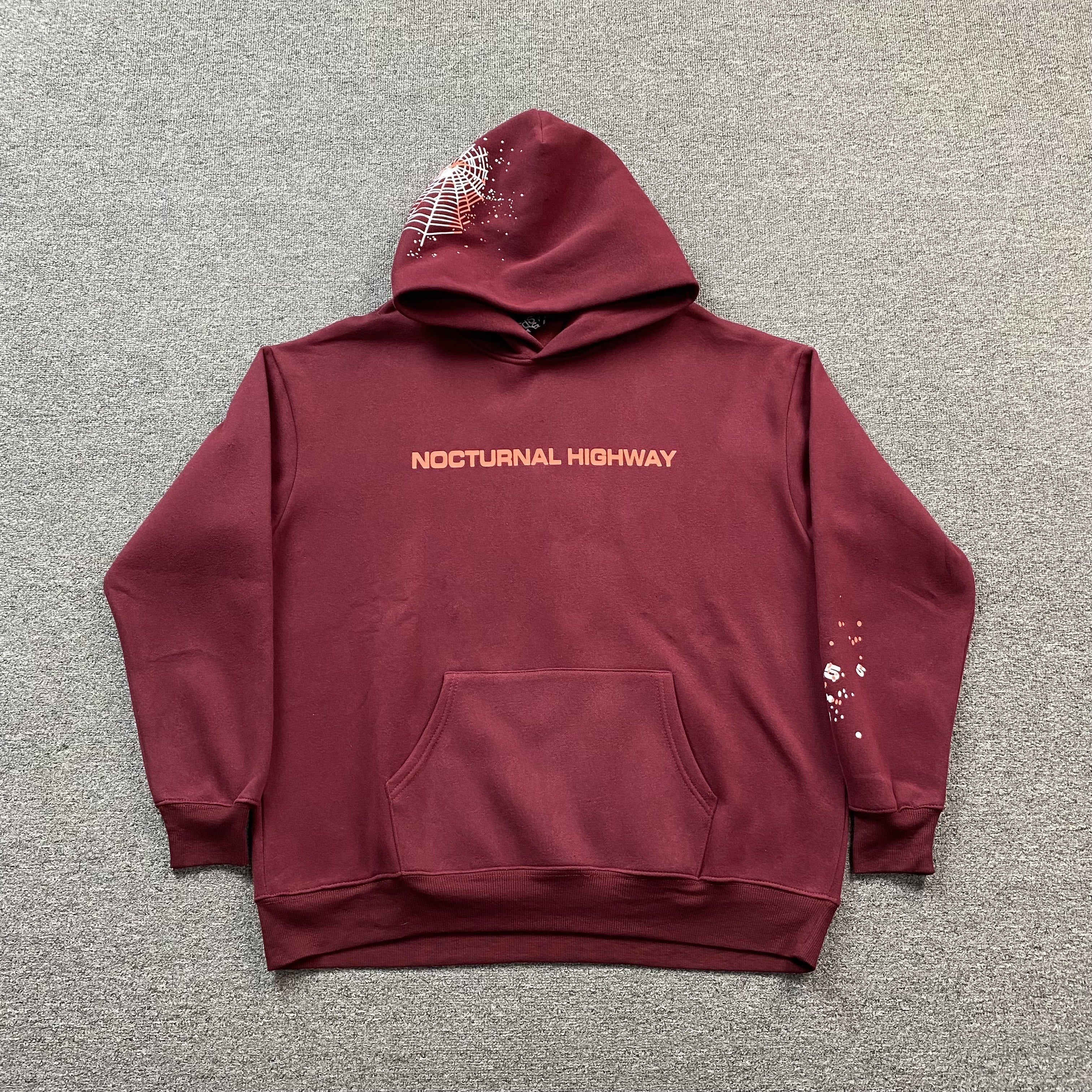 SP5DER NOCTURNAL HIGHWAY HOODIE BURGUNDY