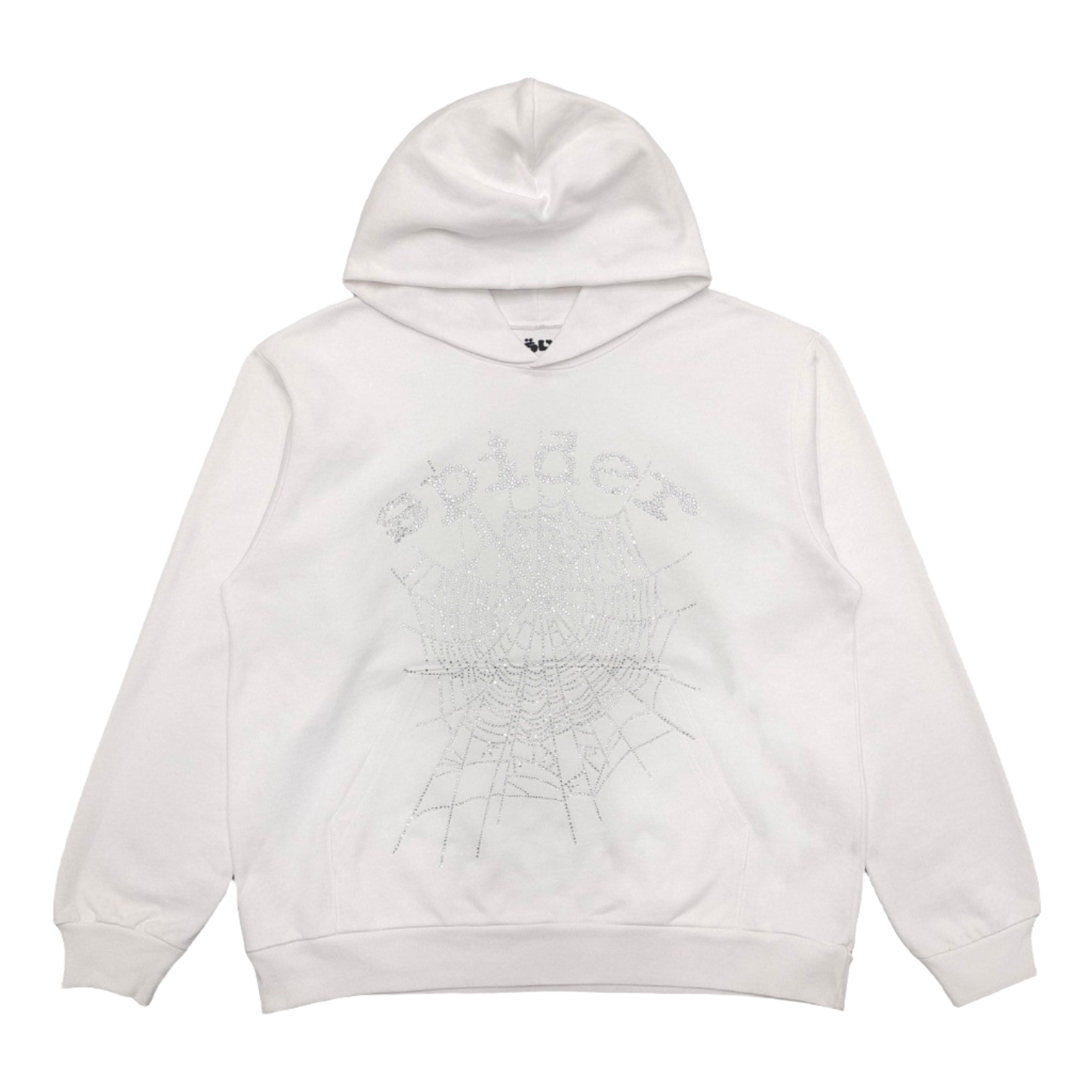 SP5DER OG RHINESTONE LOGO HOODIE WHITE