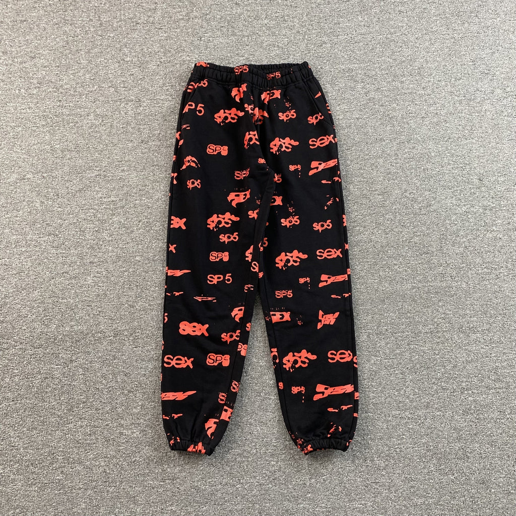 SP5DER SEX AOP SWEATPANTS BLACK