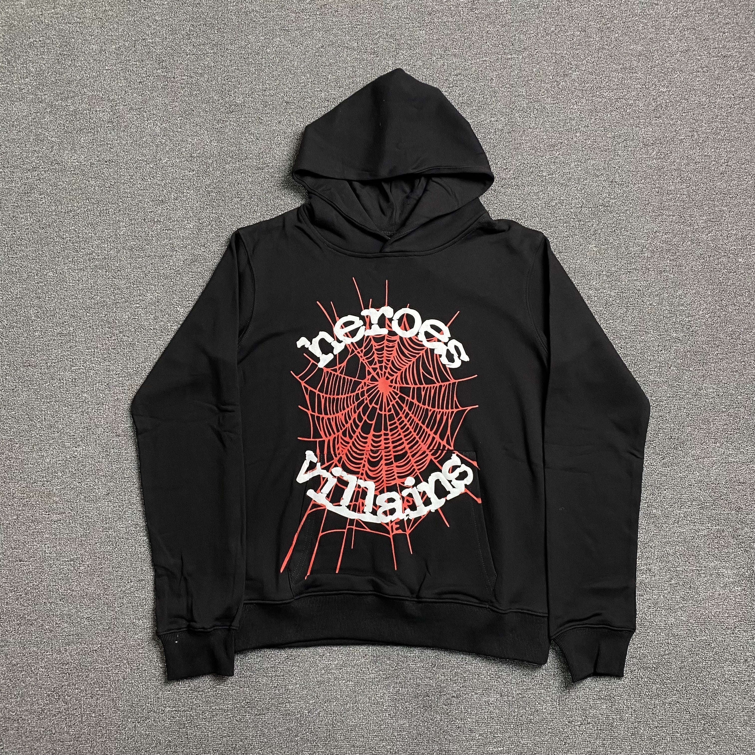 SP5DER x METRO BOOMIN HEROS AND VILLAINS HOODIE BLACK