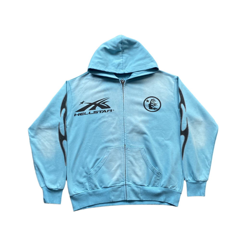 Hellstar "Records" Sky Blue Zip Hoodie